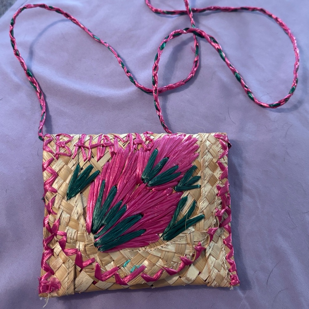 Handcrafted Bahamas Pink Floral Mini Bag